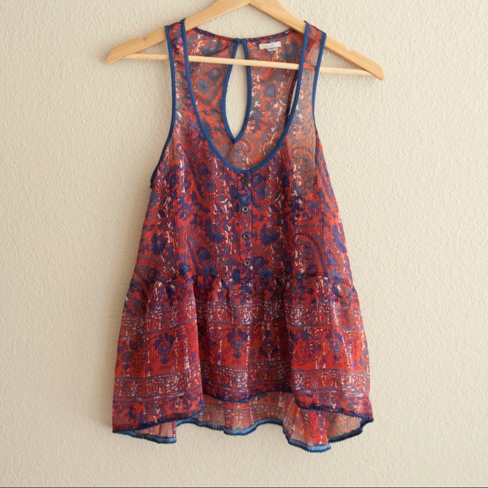Ecote Paisley Peplum Tank
